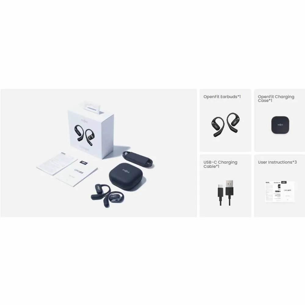 Shokz OpenFit Open Ear-Wireless Earbuds - Black