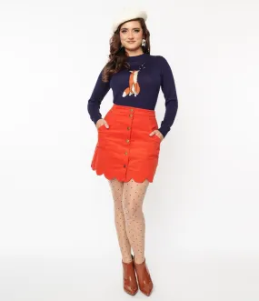 Smak Parlour 1970s Burnt Orange Campus Mini Skirt