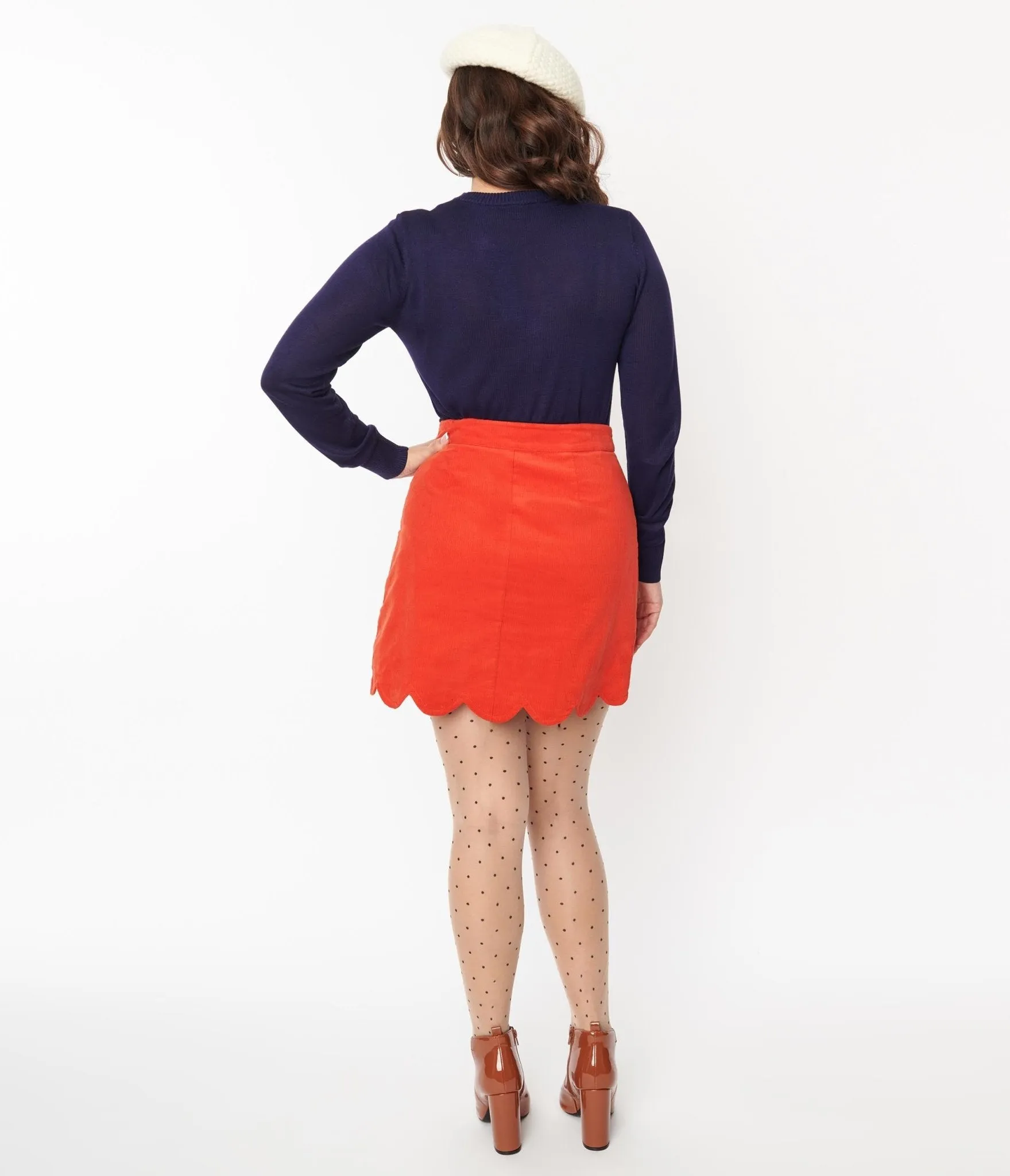 Smak Parlour 1970s Burnt Orange Campus Mini Skirt