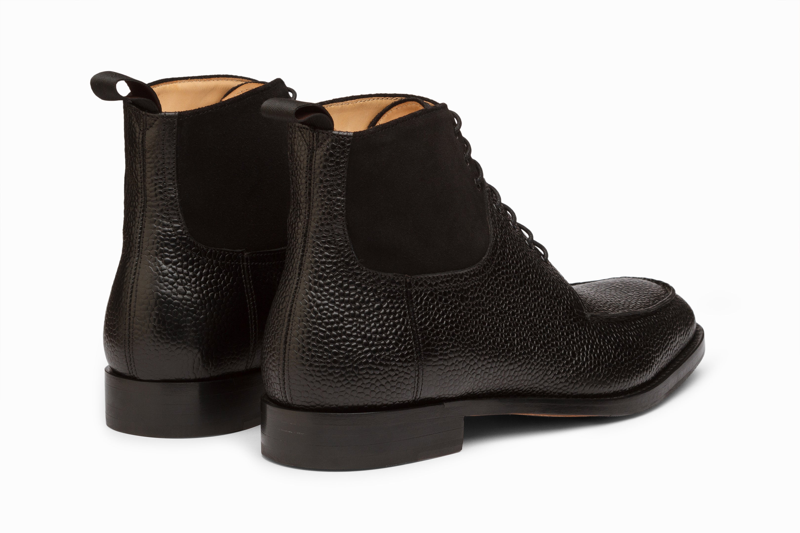 Split Toe Derby Suede Combination Boot - Black