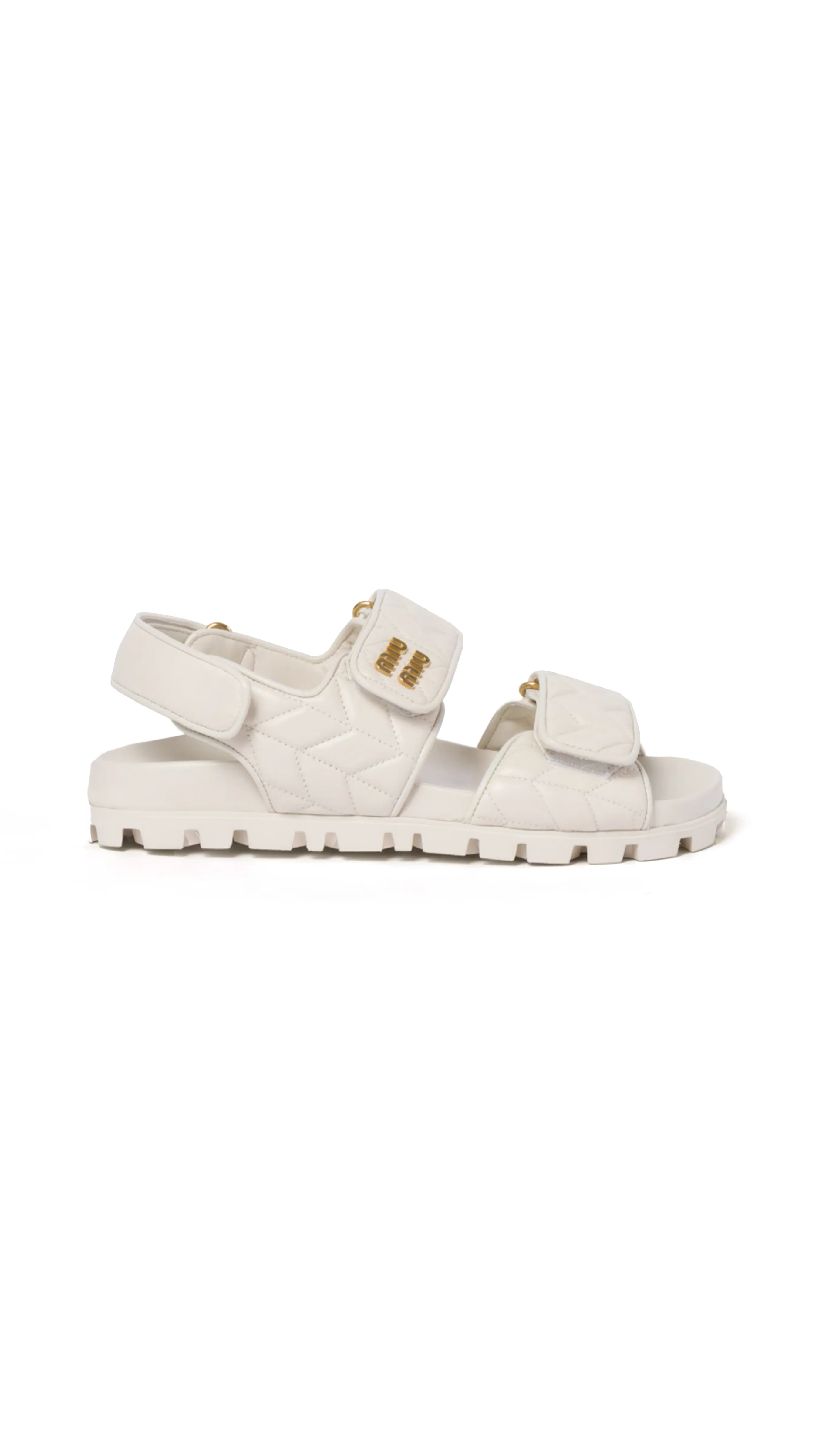 Sporty Matelassé Nappa Leather Sandals - White