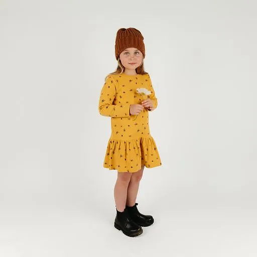 Stars LS Rib Dress, Golden Brown