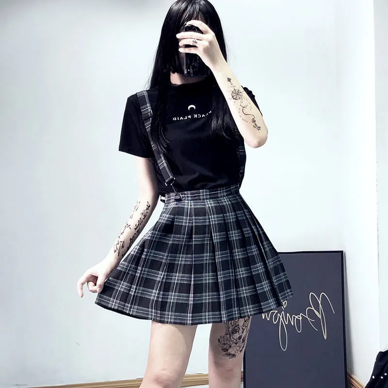 STREET FASHION PLEATED SUSPENDER SKIRT BY61140