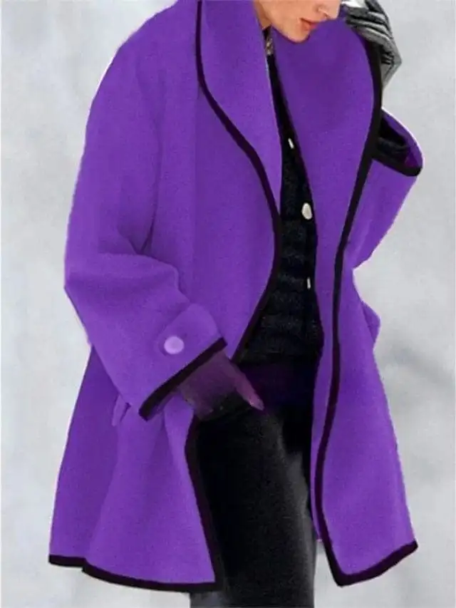 Stylish & Warm Women's Long Coat in Blue, Purple, and Camel