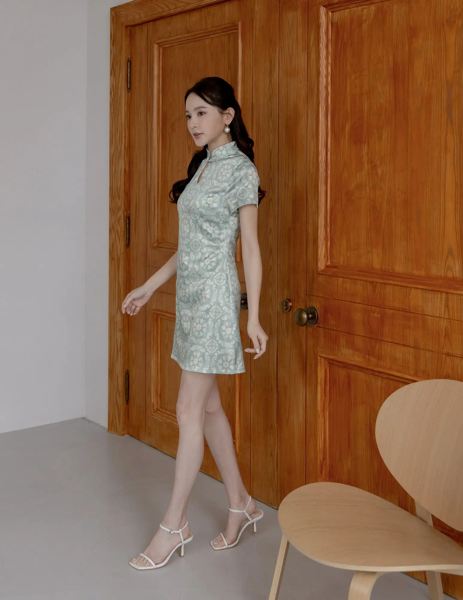 Sue Cheongsam Dress in Green