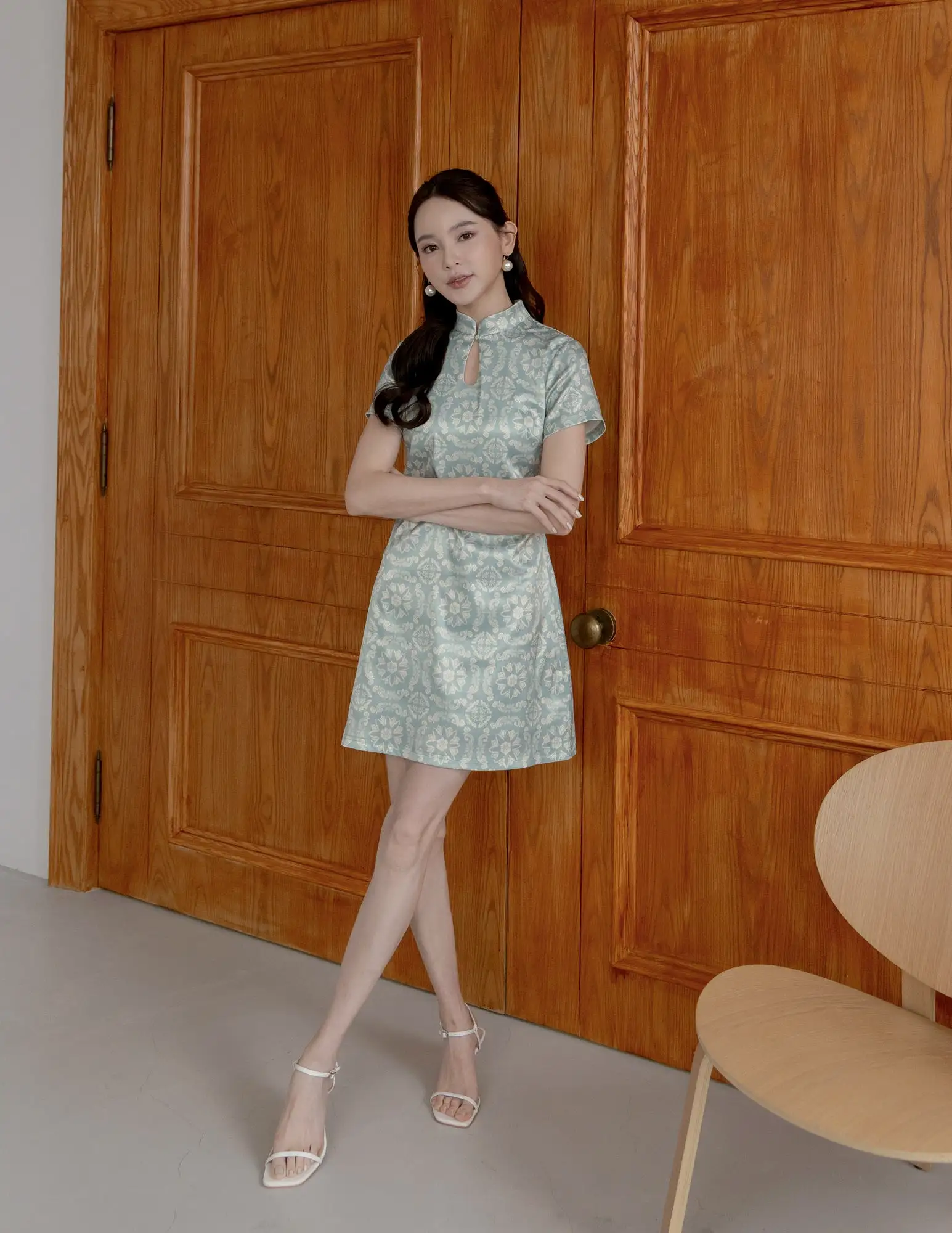 Sue Cheongsam Dress in Green