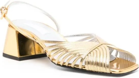 Suzanne Rae 70's 55mm slingback leather sandals Gold