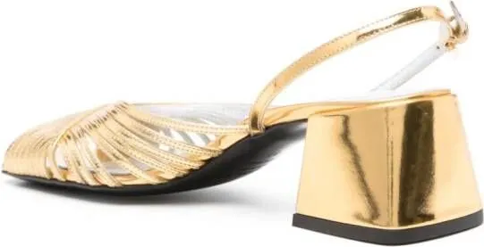 Suzanne Rae 70's 55mm slingback leather sandals Gold