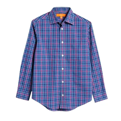 Tallia Boys Navy/Fushia Plaid Dress Shirt_ KZ0021