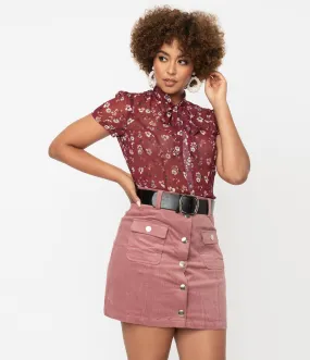 Unique Vintage Pink Corduroy Marlo Mini Skirt