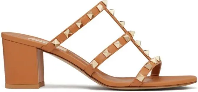 Valentino Garavani Rockstud 60mm leather sandals Brown