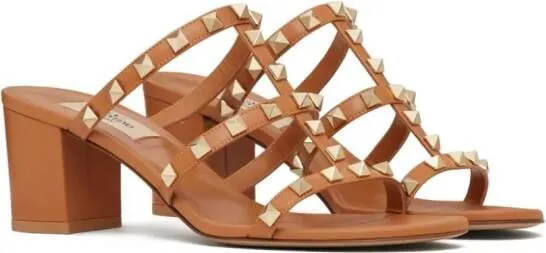 Valentino Garavani Rockstud 60mm leather sandals Brown