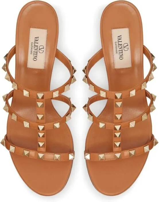 Valentino Garavani Rockstud 60mm leather sandals Brown