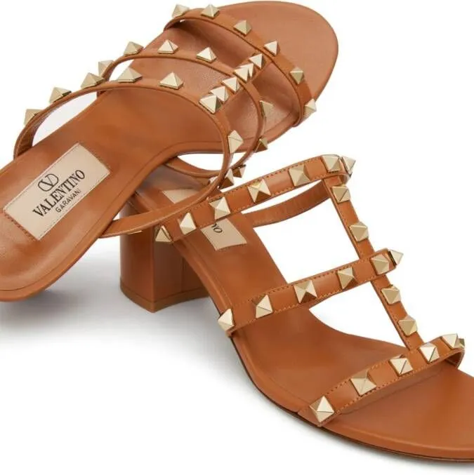 Valentino Garavani Rockstud 60mm leather sandals Brown