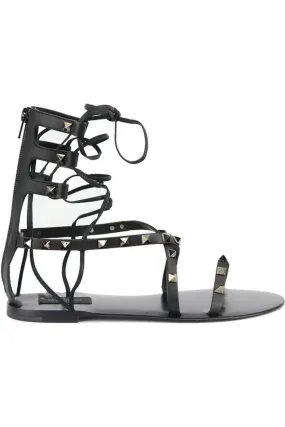 VALENTINO GARAVANI ROCKSTUD LACE UP LEATHER SANDALS EU 38 UK 5 US 8