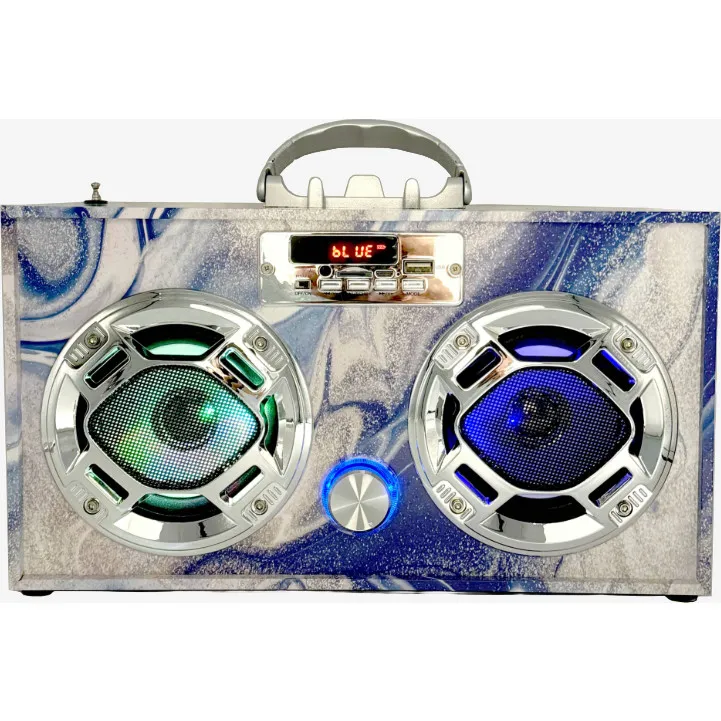 Wireless Express Blue Swirl Boombox & Bluetooth Speaker