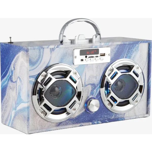 Wireless Express Blue Swirl Boombox & Bluetooth Speaker