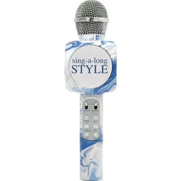 Wireless Express Blue Swirl Karaoke Microphone & Bluetooth Speaker