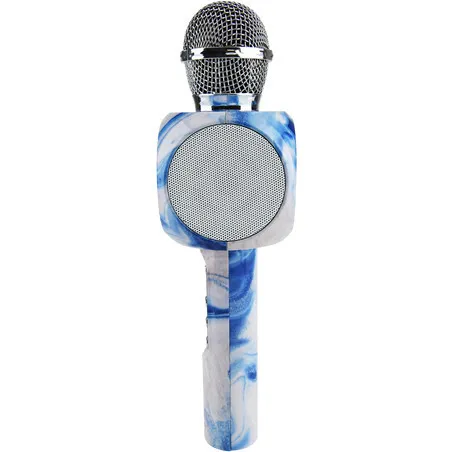 Wireless Express Blue Swirl Karaoke Microphone & Bluetooth Speaker