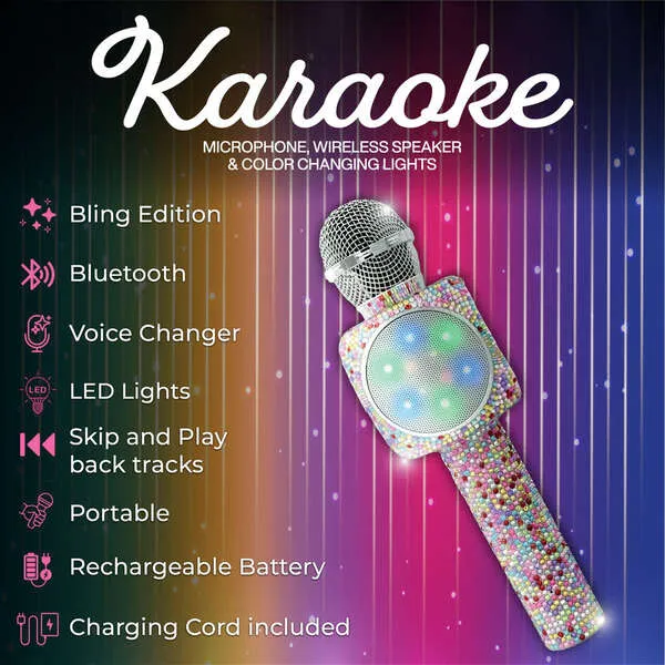 Wireless Express Confetti Bling Karaoke Microphone & Bluetooth Speaker