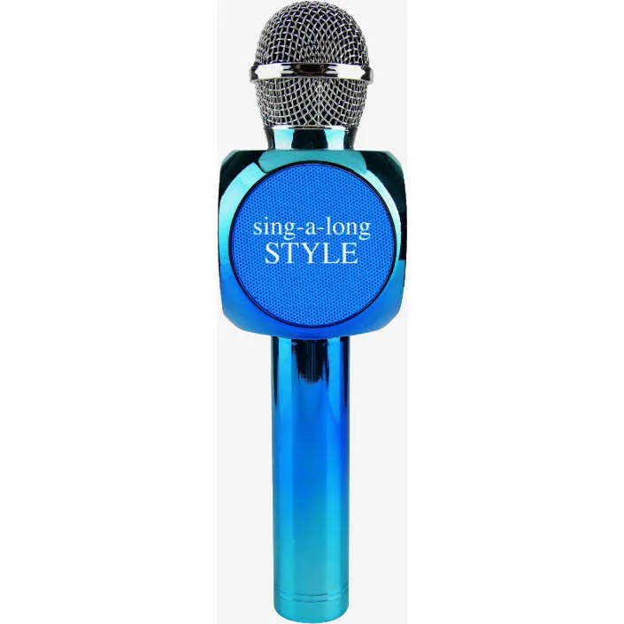 Wireless Express Metallic Blue Karaoke Microphone & Bluetooth Speaker