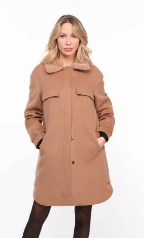 Women's gold mink collar fabric coat \thea\