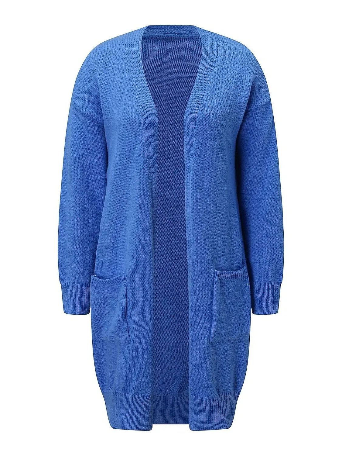 Women's Knitted Cardigan with Open Front and Pockets