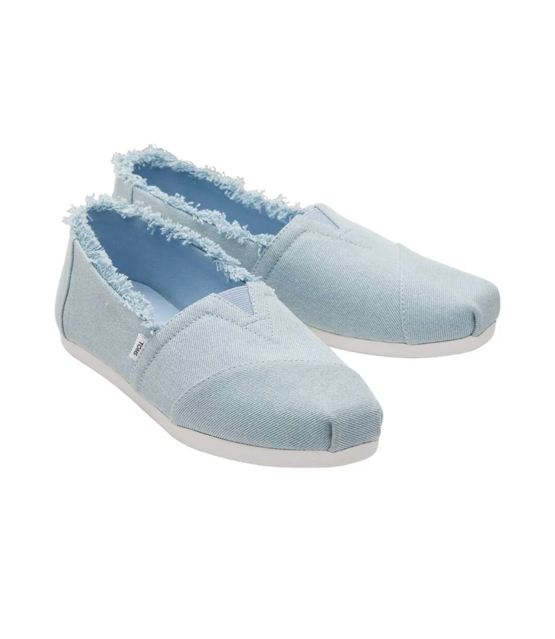 Womens/ladies washed denim slip-on espadrilles pastel blue Toms