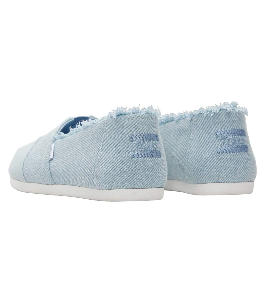 Womens/ladies washed denim slip-on espadrilles pastel blue Toms