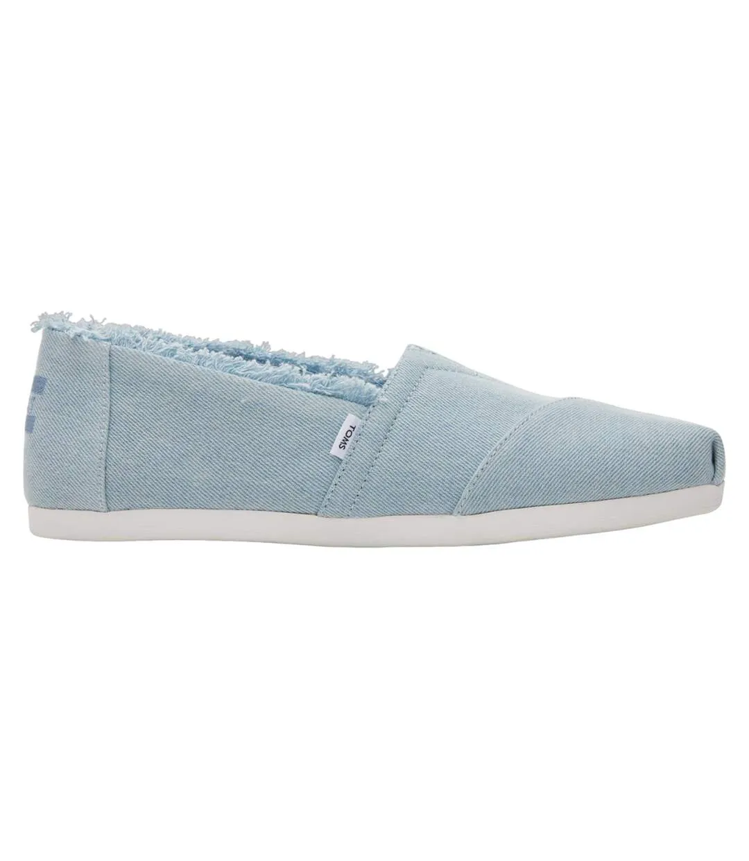 Womens/ladies washed denim slip-on espadrilles pastel blue Toms