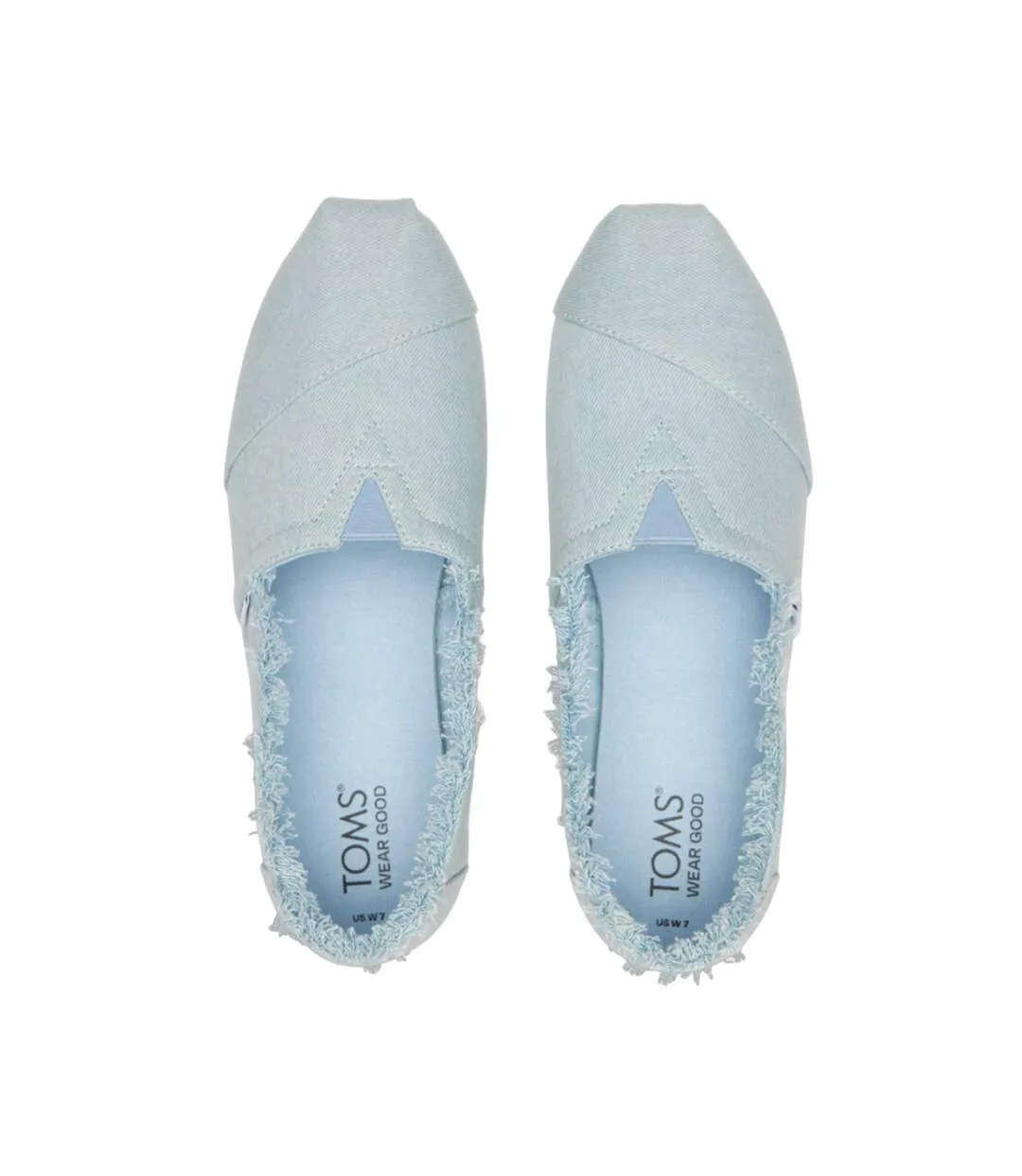 Womens/ladies washed denim slip-on espadrilles pastel blue Toms