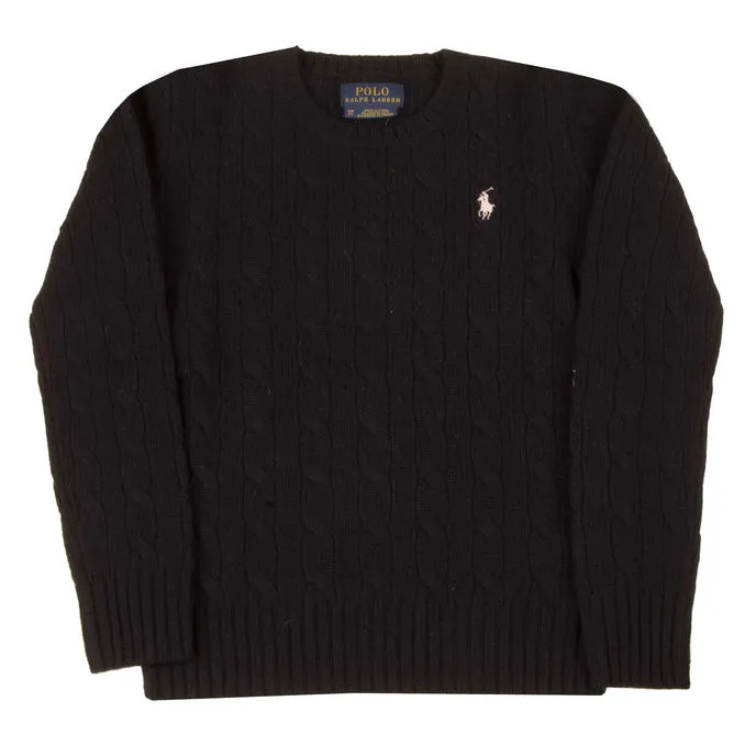 WOOL AND CASHMERE PULL WITH BRAIDS Kid Navy Blue 