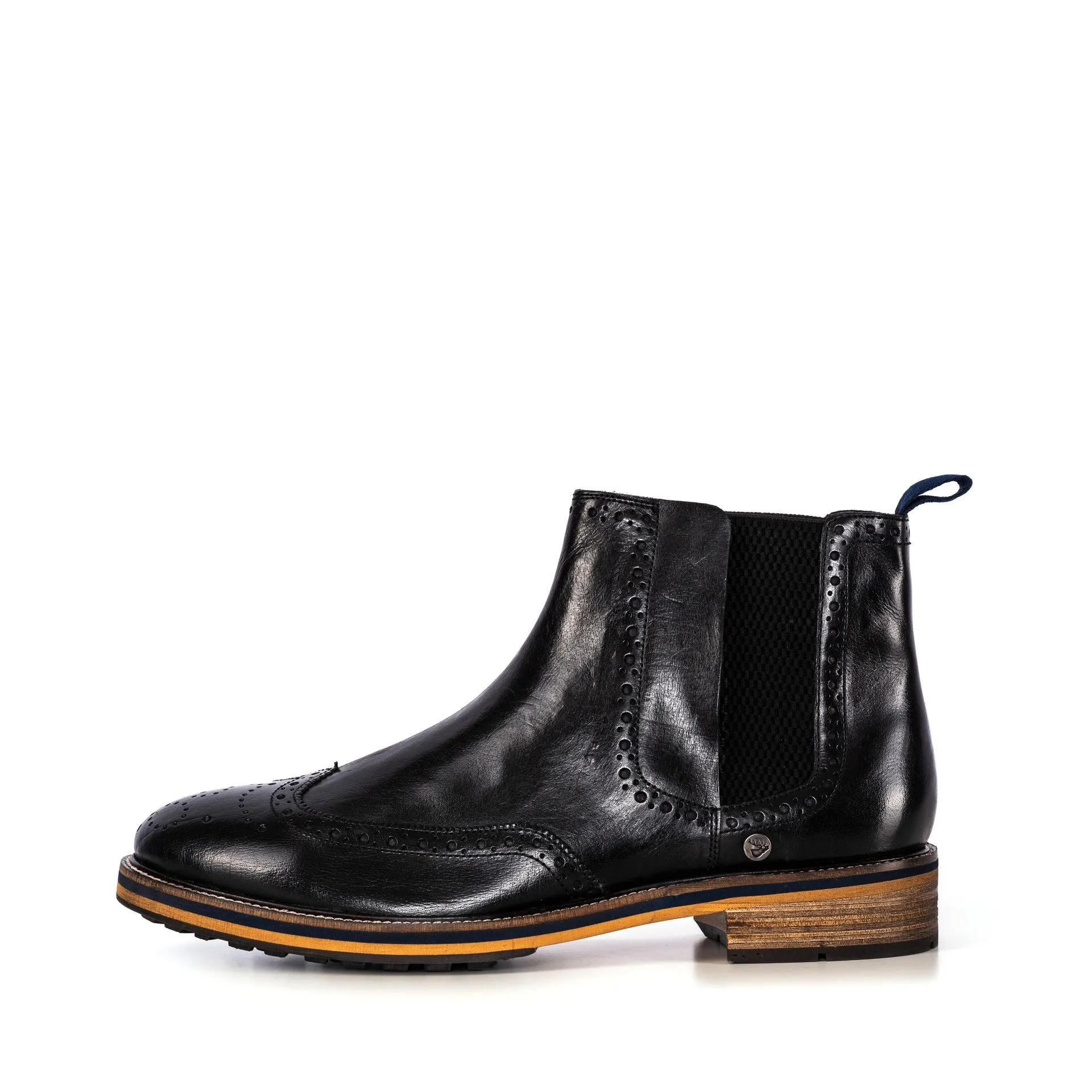 ZAK BLACK BROGUE CHELSEA BOOT