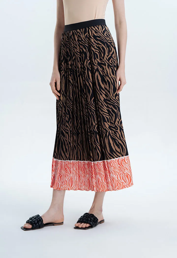 Zebra Printed Skirt With Contrast Hem