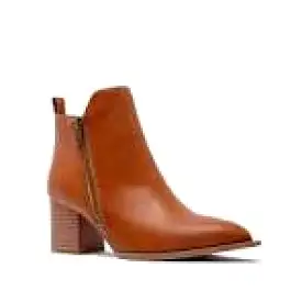 Zipper Bootie - Cognac